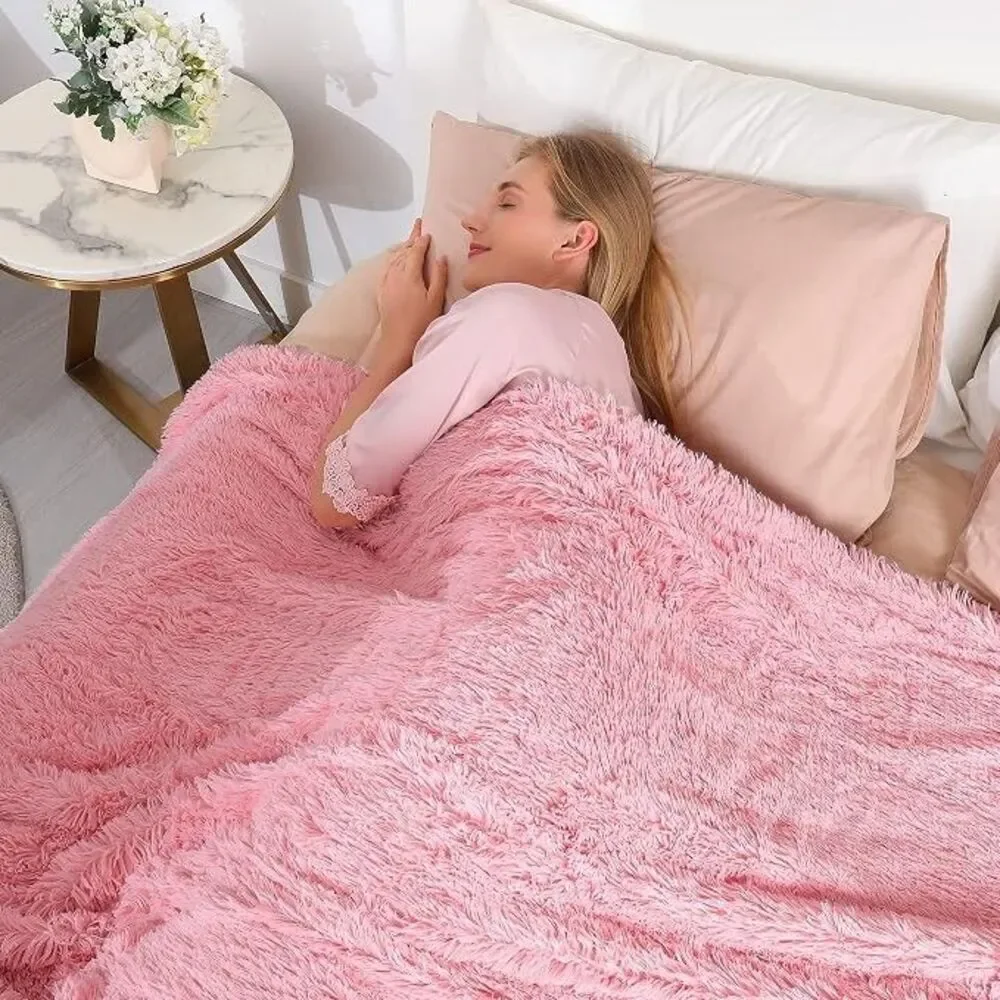 Decorative Extra Soft Pink Fuzzy Faux Fur Throw Blanket 50